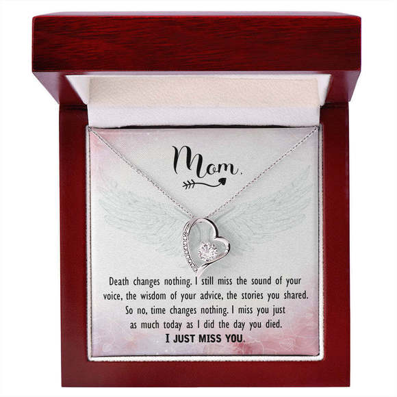To Mom Remembrance Message Death Changes Nothing Forever Necklace w Message Card - Picture 2 of 2